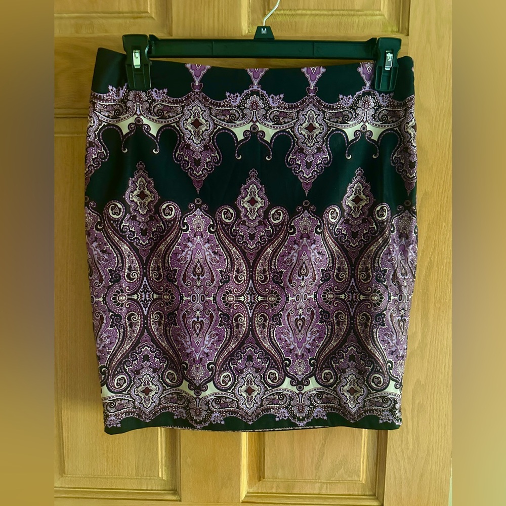 INC International Concepts Black and Purple Mini Pencil Skirt